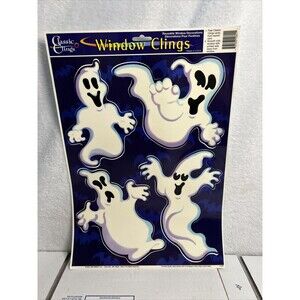 Halloween Classic Window Clings Ghosts Bats 2001 USA Spooky